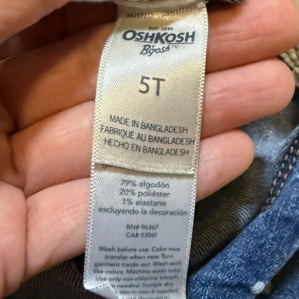 Vintage Oshkosh B'gosh Overalls Vestbak Denim Jeans Polka Dot Size 5T Boys Girls